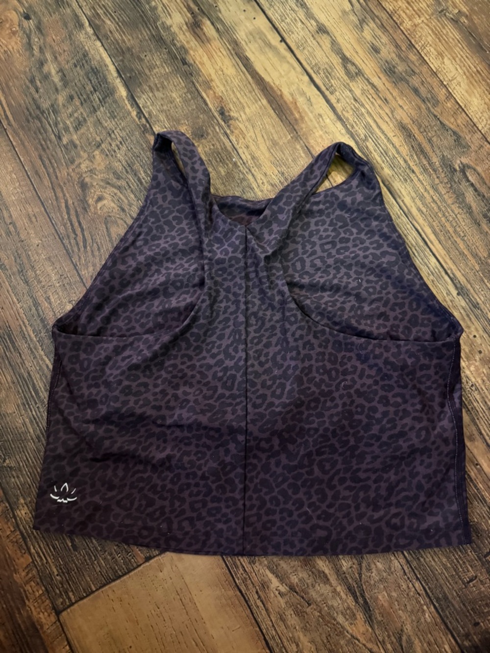 Beyond Yoga Dark Purple Leopard-Print Racerback Sports Bra